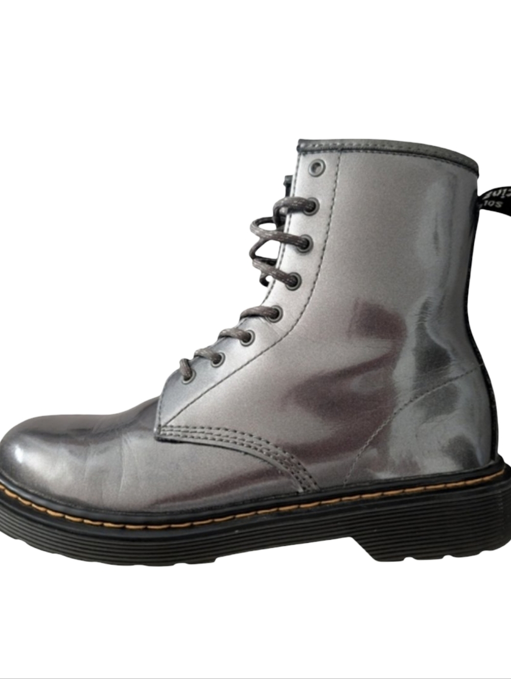 Dr Martens 1460 Y Chrome Metallic Grey Boots Size US 6